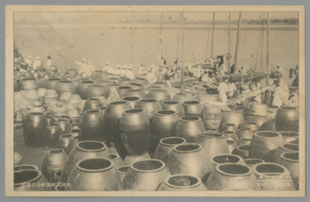 平壌五十景 大同江畔朝鮮壺の集積 | 朝鮮写真絵はがき